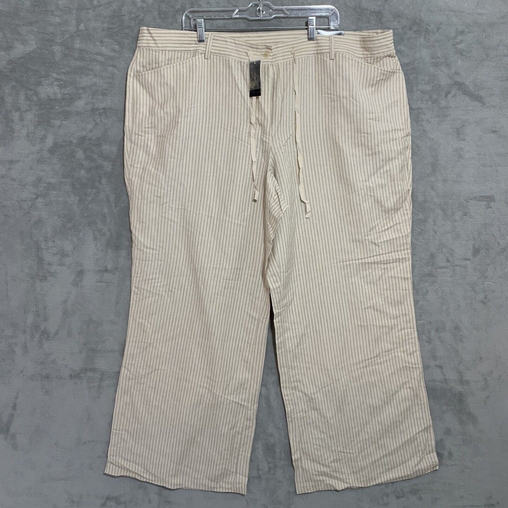 Lane Bryant Cream Striped Wide Leg Pants